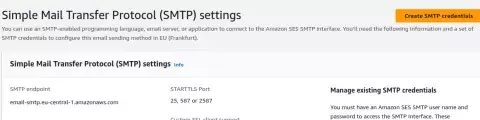 AWS - SMTP settings