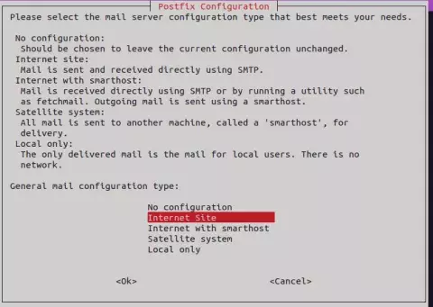 Postfix configuration type