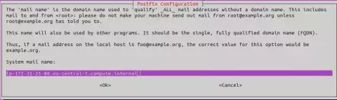 Postfix configuration mailname
